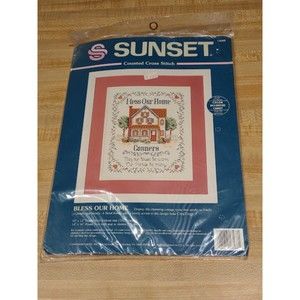 Sunset Brand Bless Our Home Counted Cross Stitch Brand New In Package